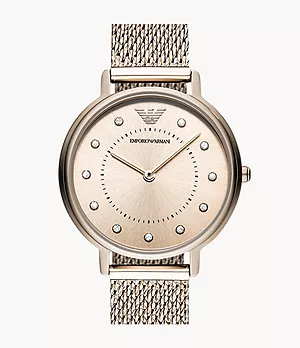 Emporio Armani Women's Two-Hand Pink Stainless Steel Watch