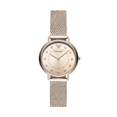 Two-Hand Pink Stainless Steel Watch 