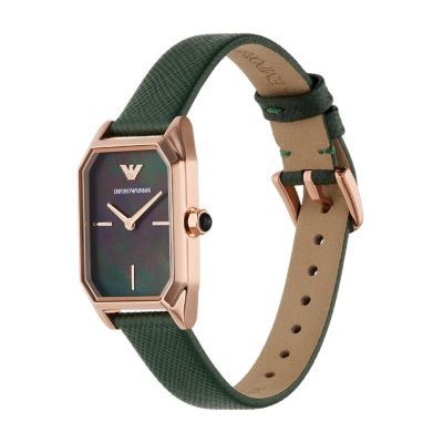 Emporio Armani Women's Two-Hand Green Leather Watch - AR11149