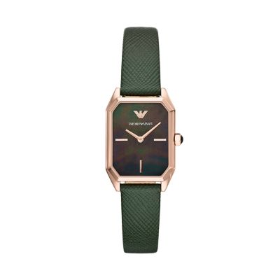 Emporio Armani Women s Two Hand Green Leather Watch