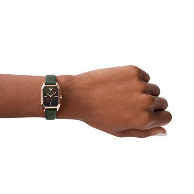 Emporio Armani Women's Two-Hand Green Leather Watch - AR11149 - Watch  Station