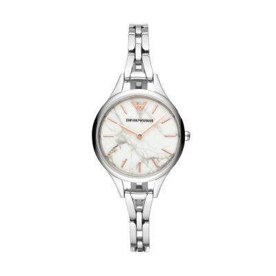 emporio armani women's silver watch