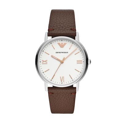 Emporio Armani Men's Three-Hand Brown Leather Watch - AR11173