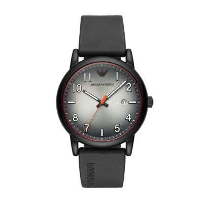 Emporio Armani Men s Three Hand Black Rubber Watch AR11176