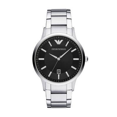 Emporio Armani Men's Three-Hand Date Steel Watch - Silver