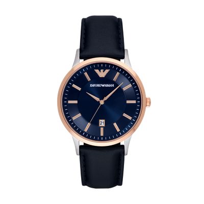 blue and gold armani watch