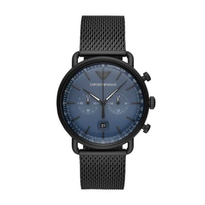 Emporio Armani Men's Chronograph Black Steel Watch - AR11201