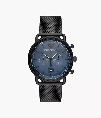Men\'s Steel - Watch Watch Emporio Armani Stainless Chronograph Station Black AR11201 -