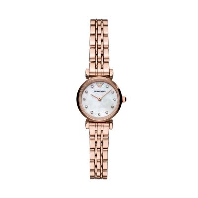 armani women's rose gold watch