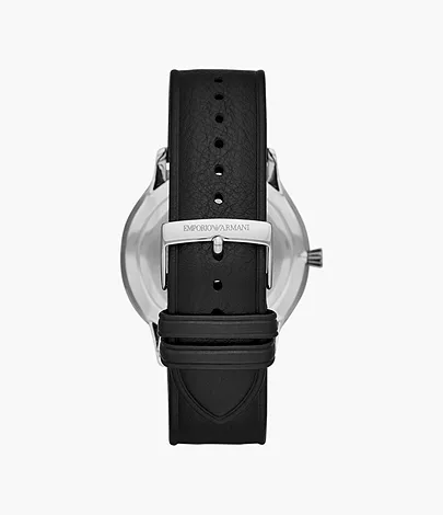 Emporio Armani Men's Three-Hand Date Black Leather Watch Emporio Armani Men's Three-Hand Date Black Leather Watch