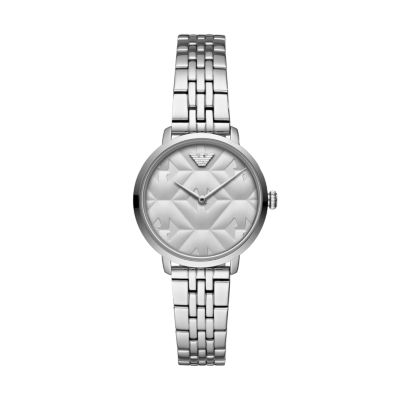 emporio armani women's silver watch