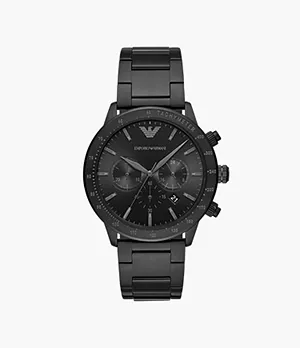 Montre chronographe Emporio Armani en acier inoxydable noir pour homme