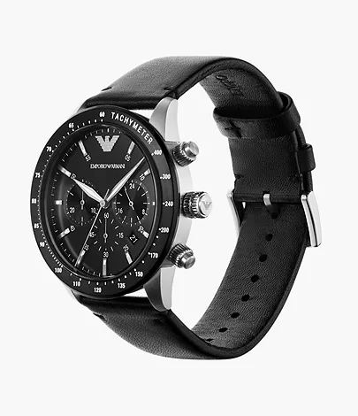 Emporio Armani Men's Chronograph Black Leather Watch - AR11243 - Watch  Station