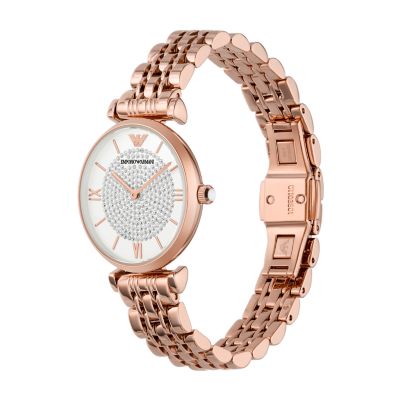 Emporio Armani Women's Two-Hand Rose Gold-Tone Stainless Steel 