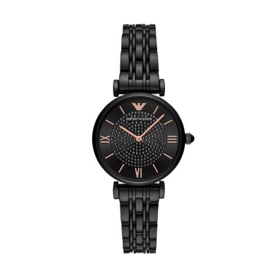 armani black steel watch