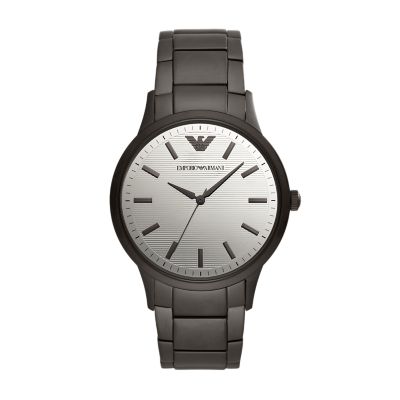 black and silver armani watch