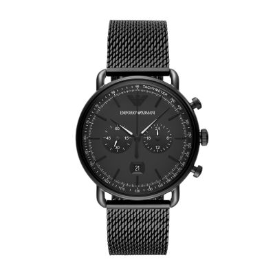 Armani black steel clearance watch