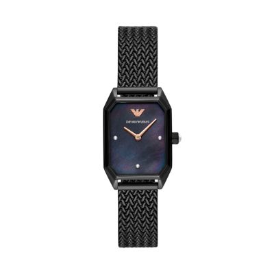 emporio armani black stainless steel watch