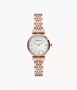 Emporio Armani Two-Hand Rose Gold-Tone Steel Watch
