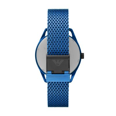 Emporio Armani Three-Hand Date Matte Blue Aluminium Watch