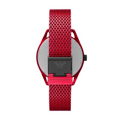 Emporio Armani Three Hand Date Matte Red Aluminium Watch AR11329