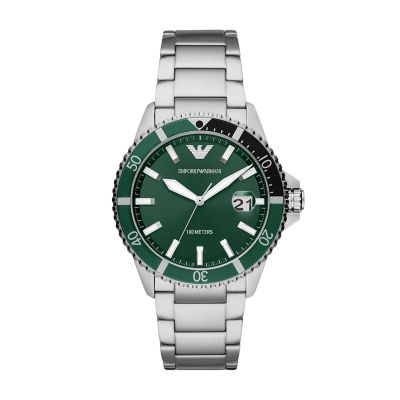 Emporio Armani Three-Hand Date Stainless Steel Watch