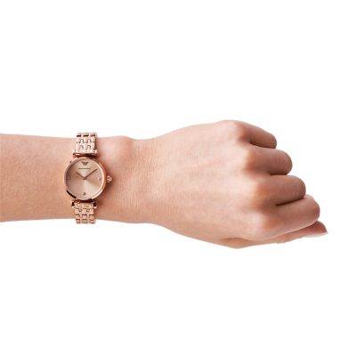 Emporio Armani Two-Hand Rose Gold-Tone Stainless Steel Watch