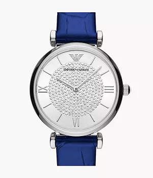 Emporio Armani Uhr 2-Zeiger-Werk Leder blau