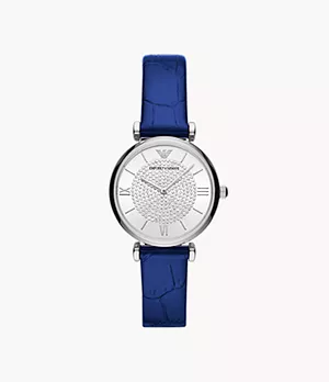 Emporio Armani Uhr 2-Zeiger-Werk Leder blau