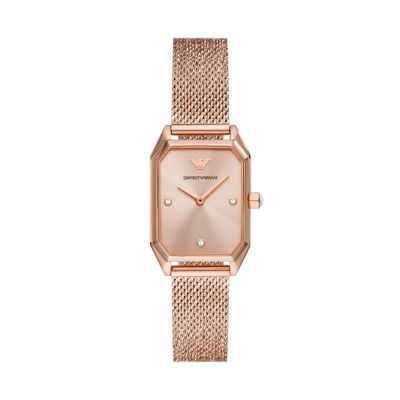 Emporio Armani Two-Hand Rose Gold-Tone Stainless Steel Watch