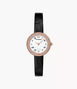 Emporio Armani Uhr 2-Zeiger-Werk Leder schwarz