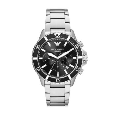 Emporio Armani Men's Chronograph Stainless Steel Watch - Silver
