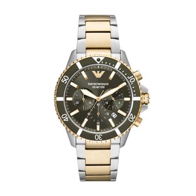 Armani gold shop and silver watch