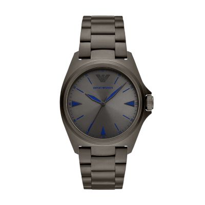 Emporio Armani Three-Hand Gunmetal Stainless Steel Watch