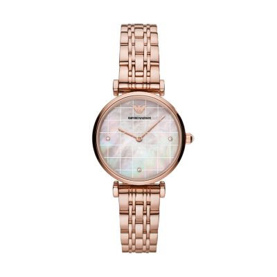 Emporio Armani Two-Hand Rose Gold-Tone Stainless Steel Watch 