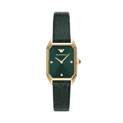 Emporio Armani Two-Hand Green Leather Watch - AR11399 - Watch Station