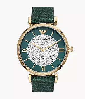 Emporio Armani Uhr 2-Zeiger-Werk Leder grün