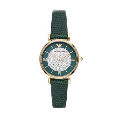 Emporio Armani Two Hand Green Leather Watch AR11403 Watch Station