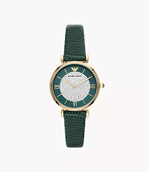 Emporio Armani Uhr 2-Zeiger-Werk Leder grün