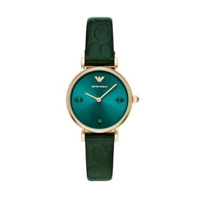 Emporio Armani Two-Hand Green Leather Watch - AR11404 - Watch Station