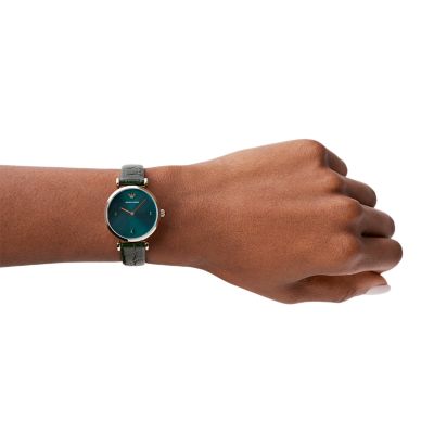 Emporio Armani Two-Hand Green Leather Watch - AR11404 - Watch Station