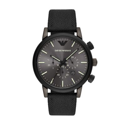 Emporio Armani Chronograph Black Fabric Watch - AR11409 - Watch Station