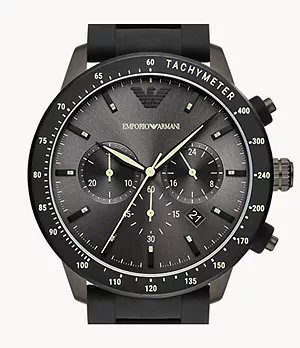 Montre chronographe Emporio Armani en silicone noir