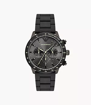 Montre chronographe Emporio Armani en silicone noir