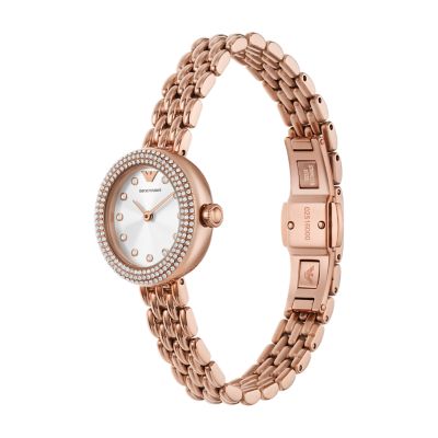 Emporio Armani Two-Hand Rose Gold-Tone Stainless Steel Watch