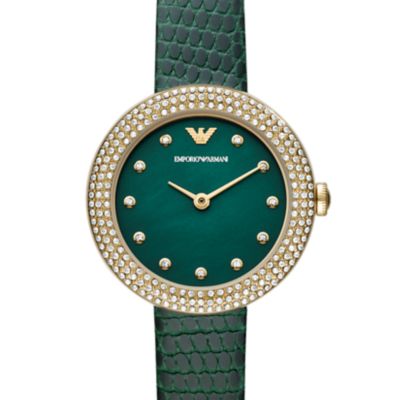 Emporio Armani Uhr 2-Zeiger-Werk Leder grün