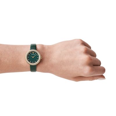 Emporio Armani Two-Hand Green Leather Watch - AR11419 - Watch Station