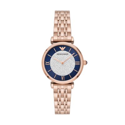 Rose gold and silver armani clearance watch