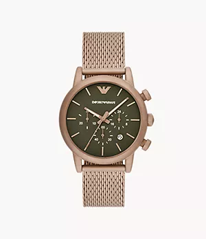 Emporio Armani Chronograph Beige Gold Stainless Steel Watch