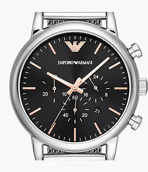 Montre chronographe en acier inoxydable Emporio Armani